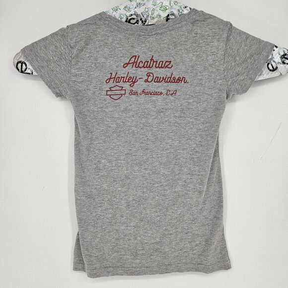 Harley Davidson Shirt Womens Small Gray Alcatraz San Francisco Graphic Tee S - Picture 3 of 10